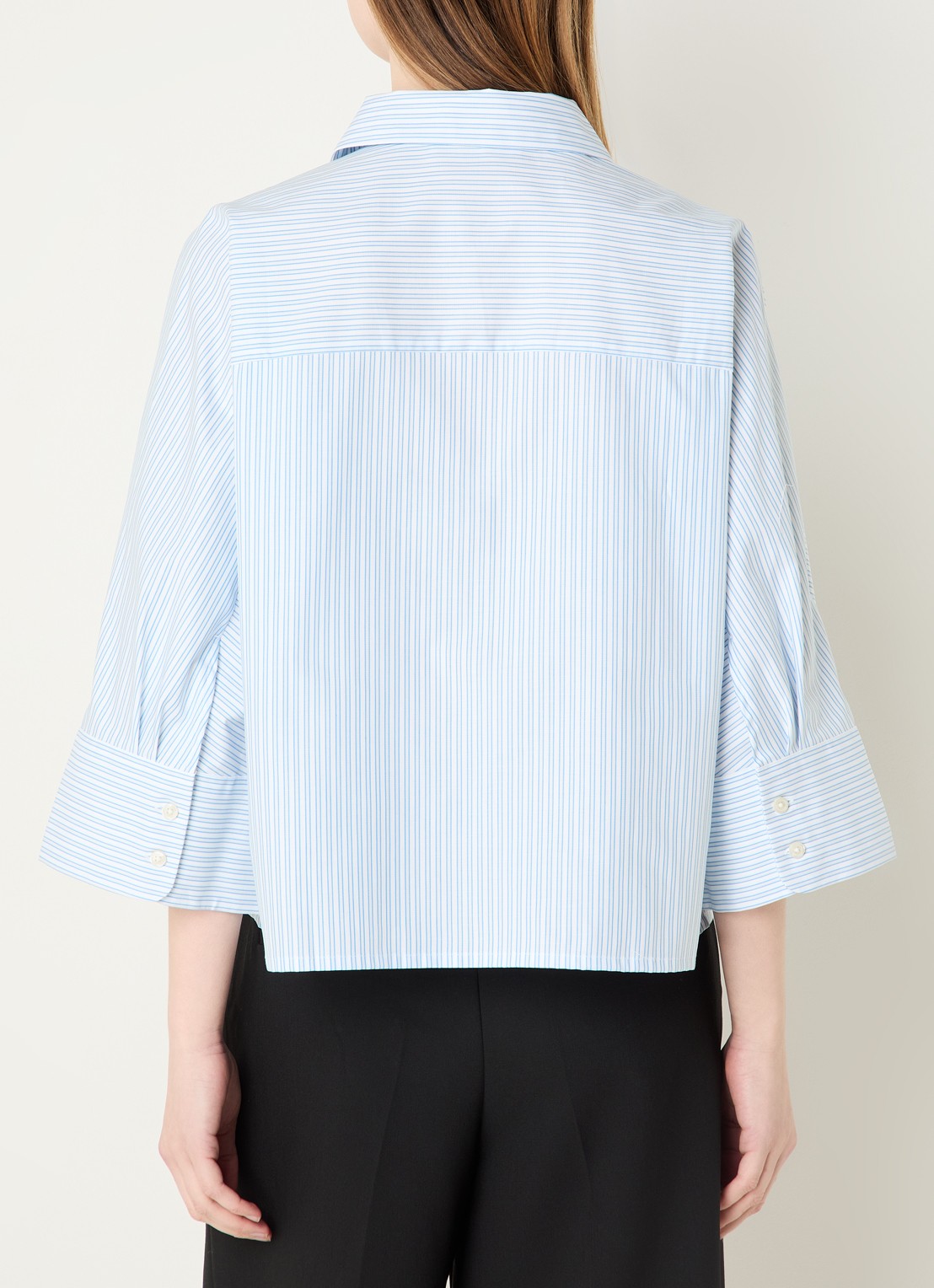 Selected Ester blouse met streepprint - achterkant lichtblauw