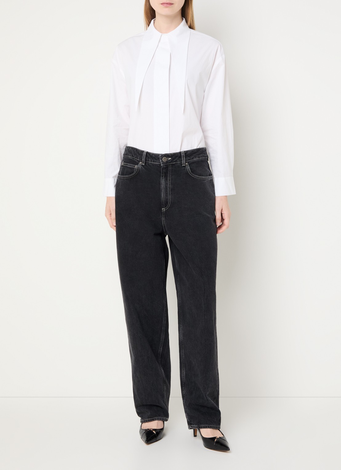 Selected Esther blouse met kraag - voorkant 2 wit