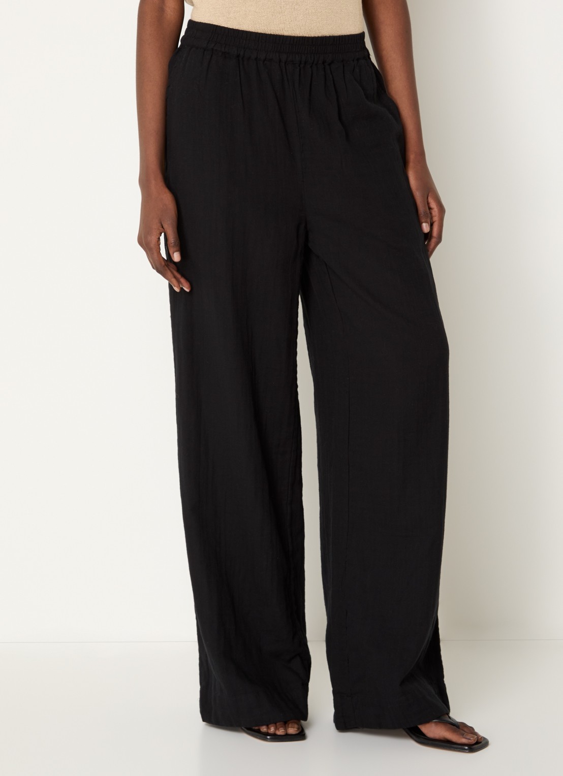 Selected Fannie high waist loose fit chino met steekzakken - detail 4 zwart