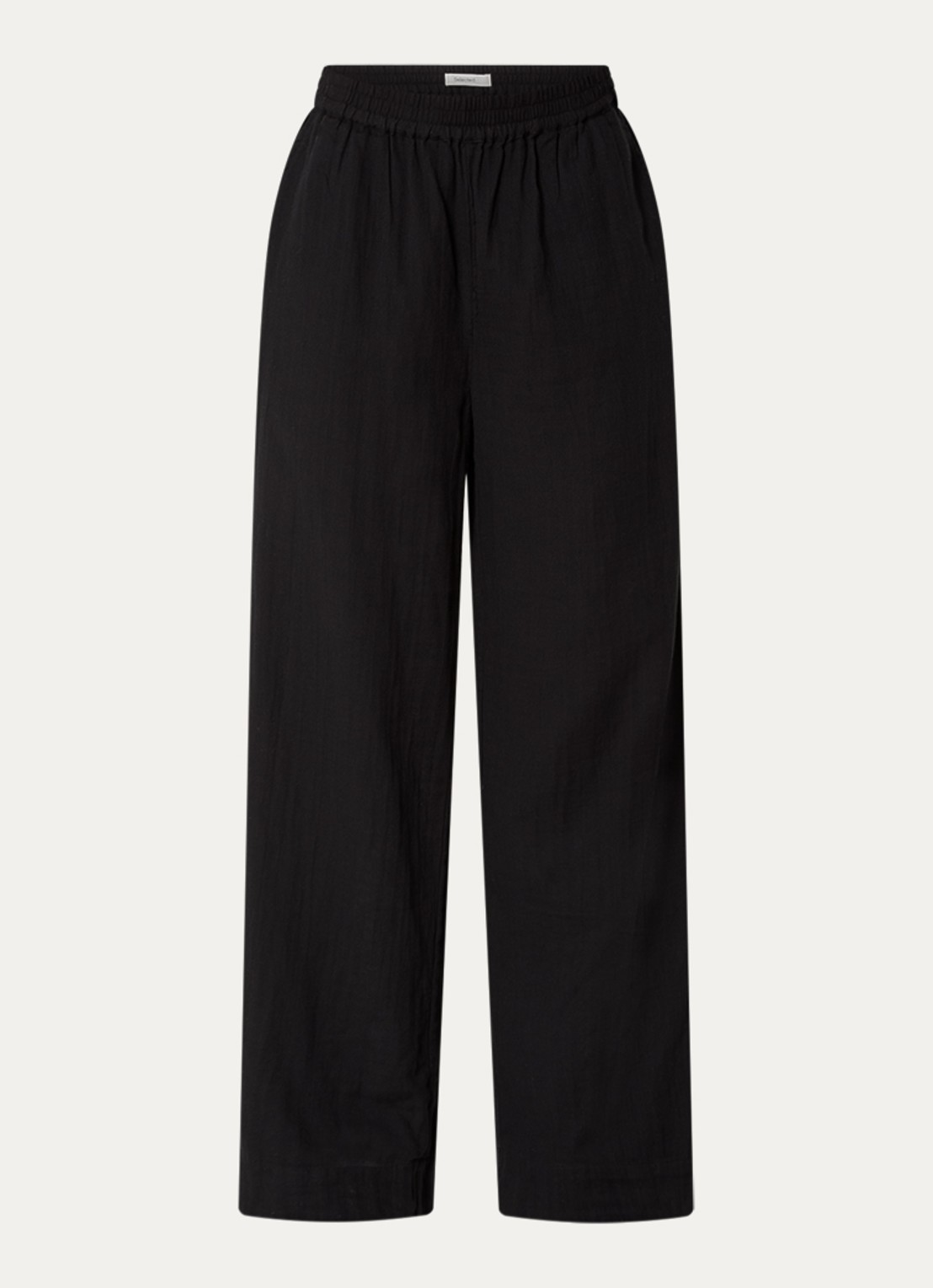 Selected Fannie high waist loose fit chino met steekzakken - voorkant 2 zwart