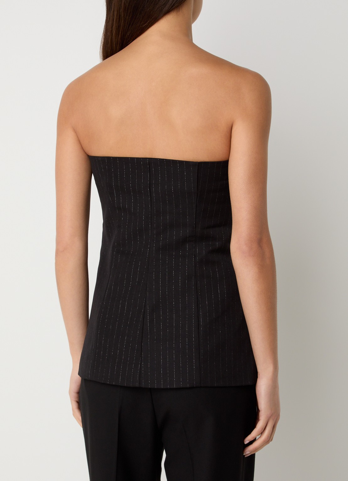 Selected Feli top met krijtstreep en glansdraad - achterkant 5 zwart