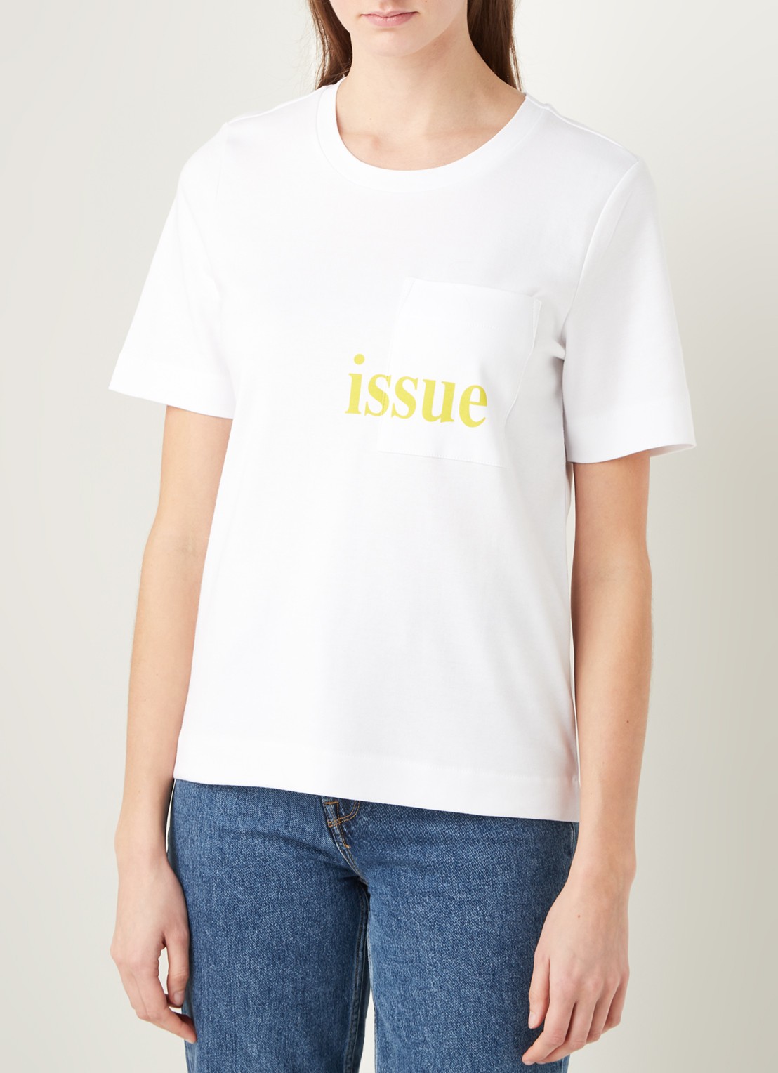 Selected Femme Studio T-shirt met borstzak en frontprint - detail 3 wit