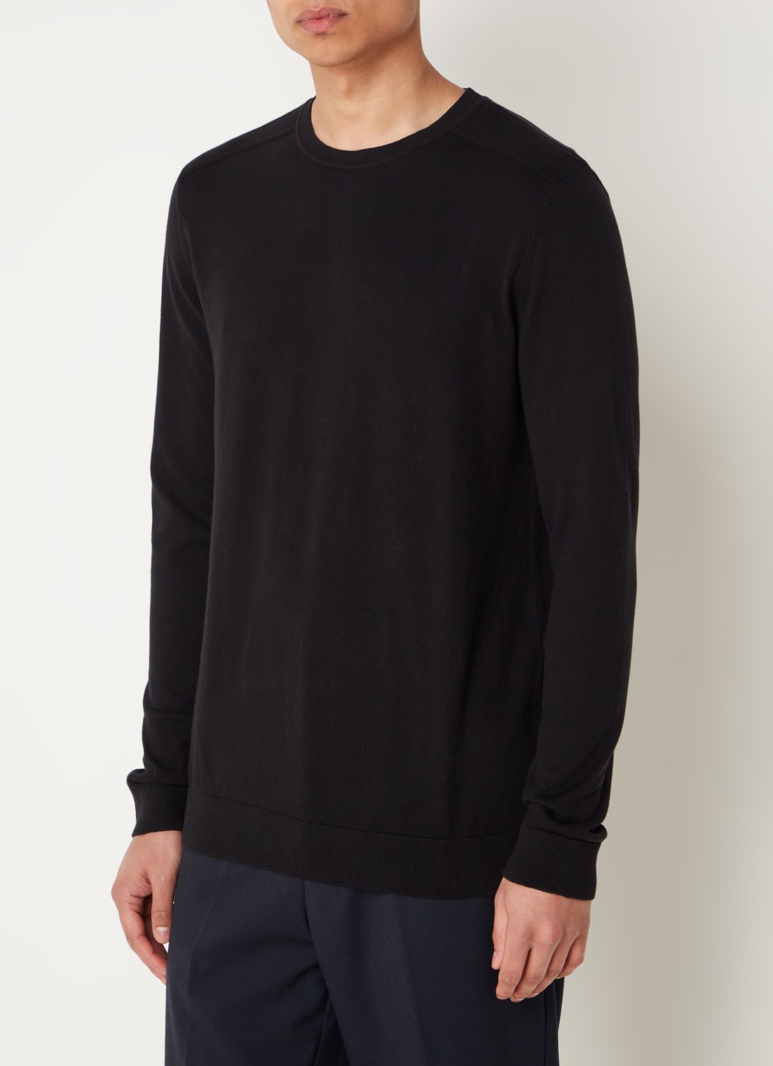 Selected Fijngebreide pullover met ronde hals - detail 3 zwart