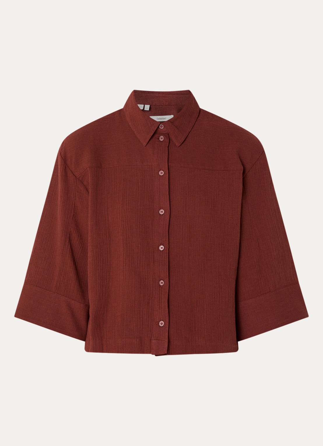 Selected Finnie blouse in linnenblend - voorkant 2 donkerrood