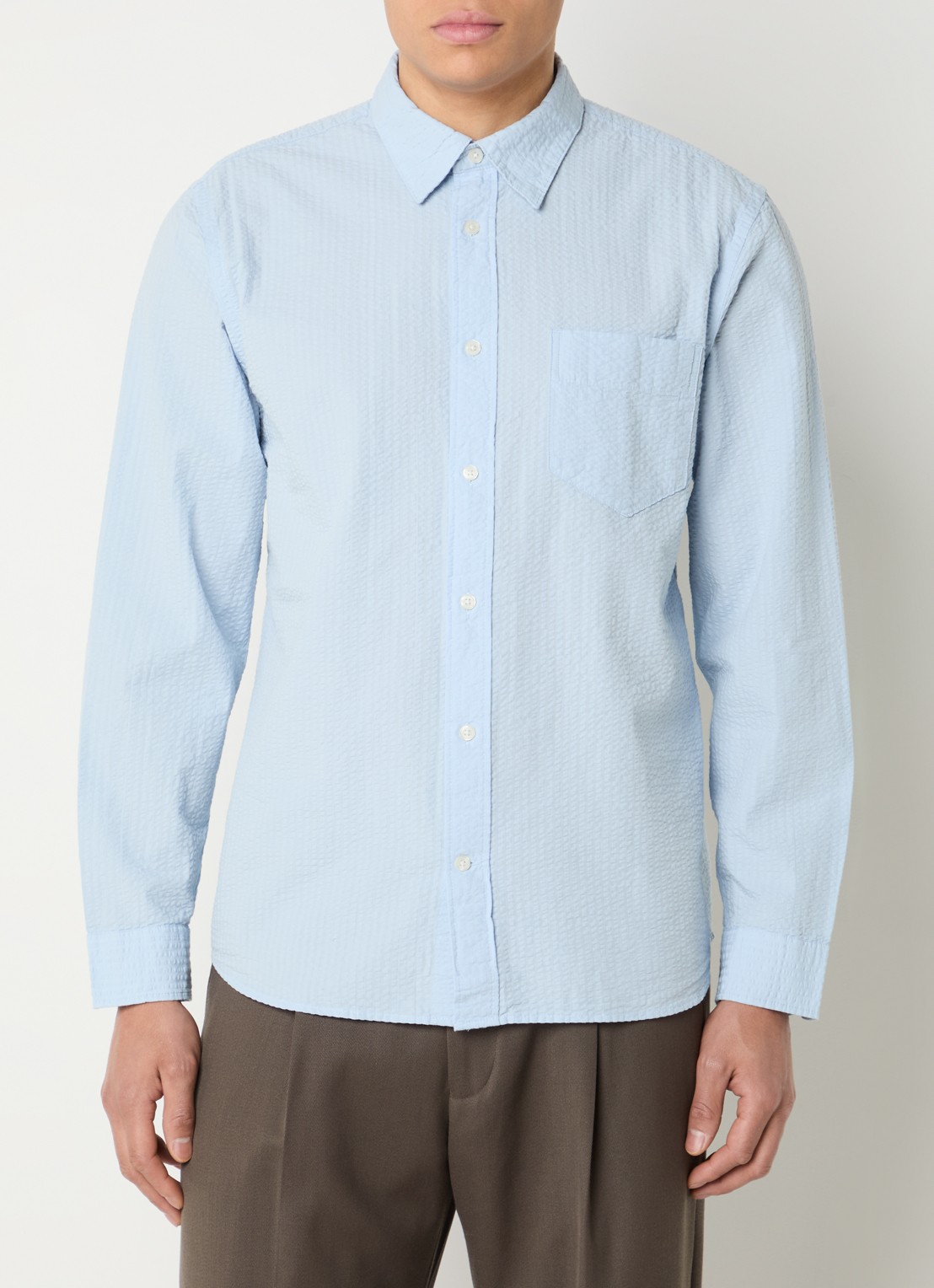 Selected Freddie regular fit overhemd met structuur - detail 3 lichtblauw