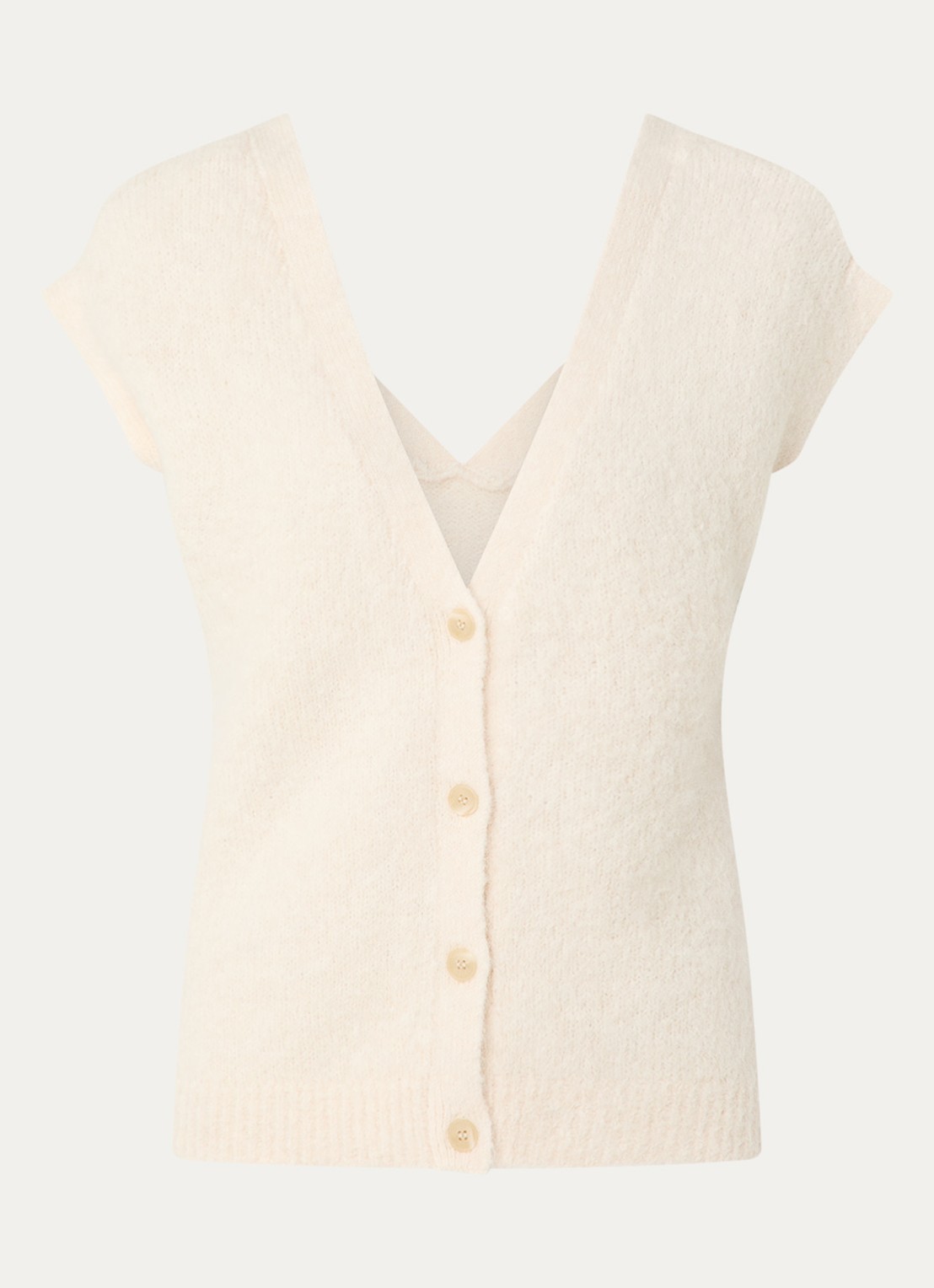 Selected Gabella grofgebreid gilet in alpaca wolblend - voorkant 2 creme