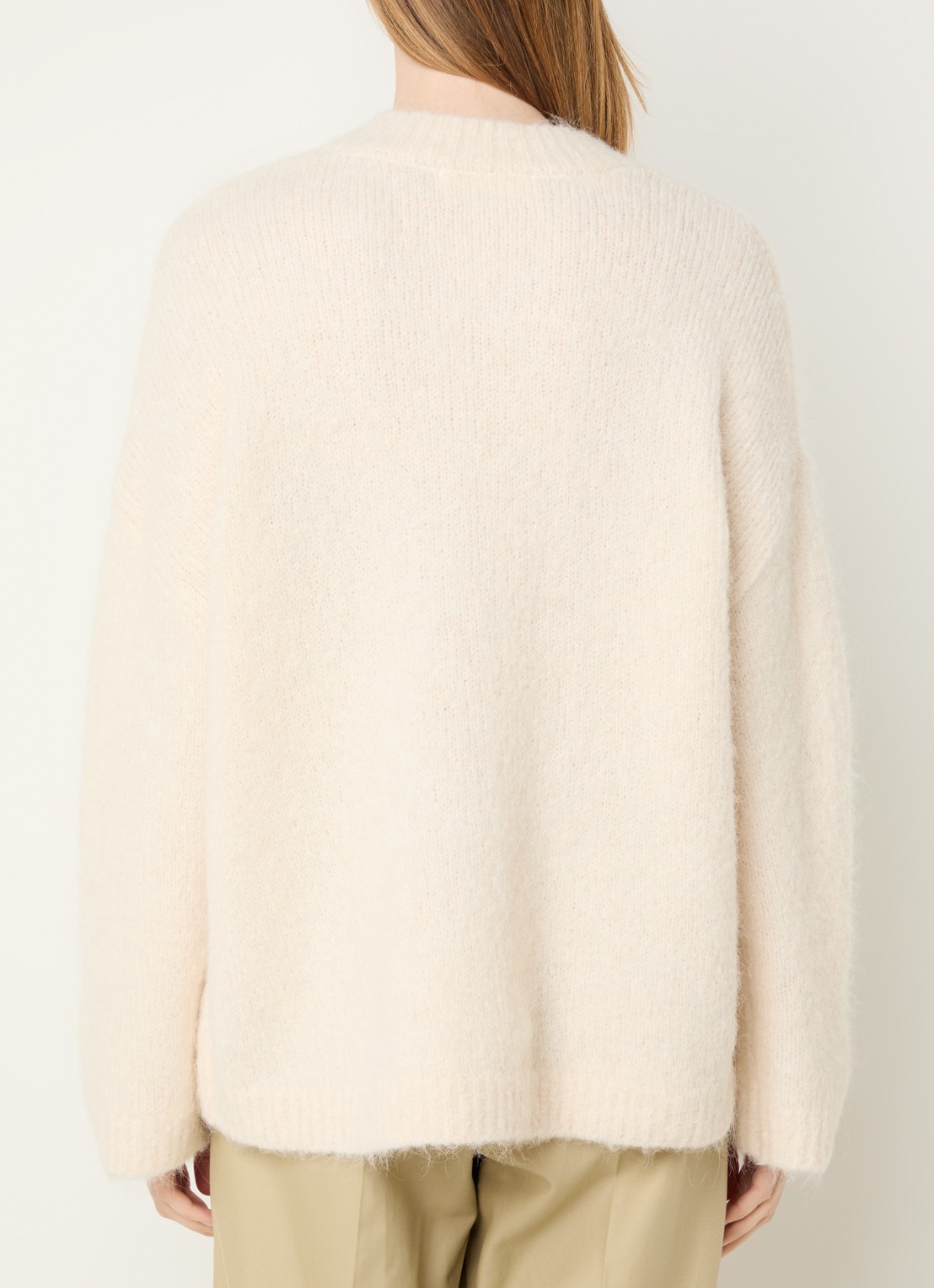Selected Gabriella grofgebreide trui in alpaca wolblend - achterkant gebroken wit