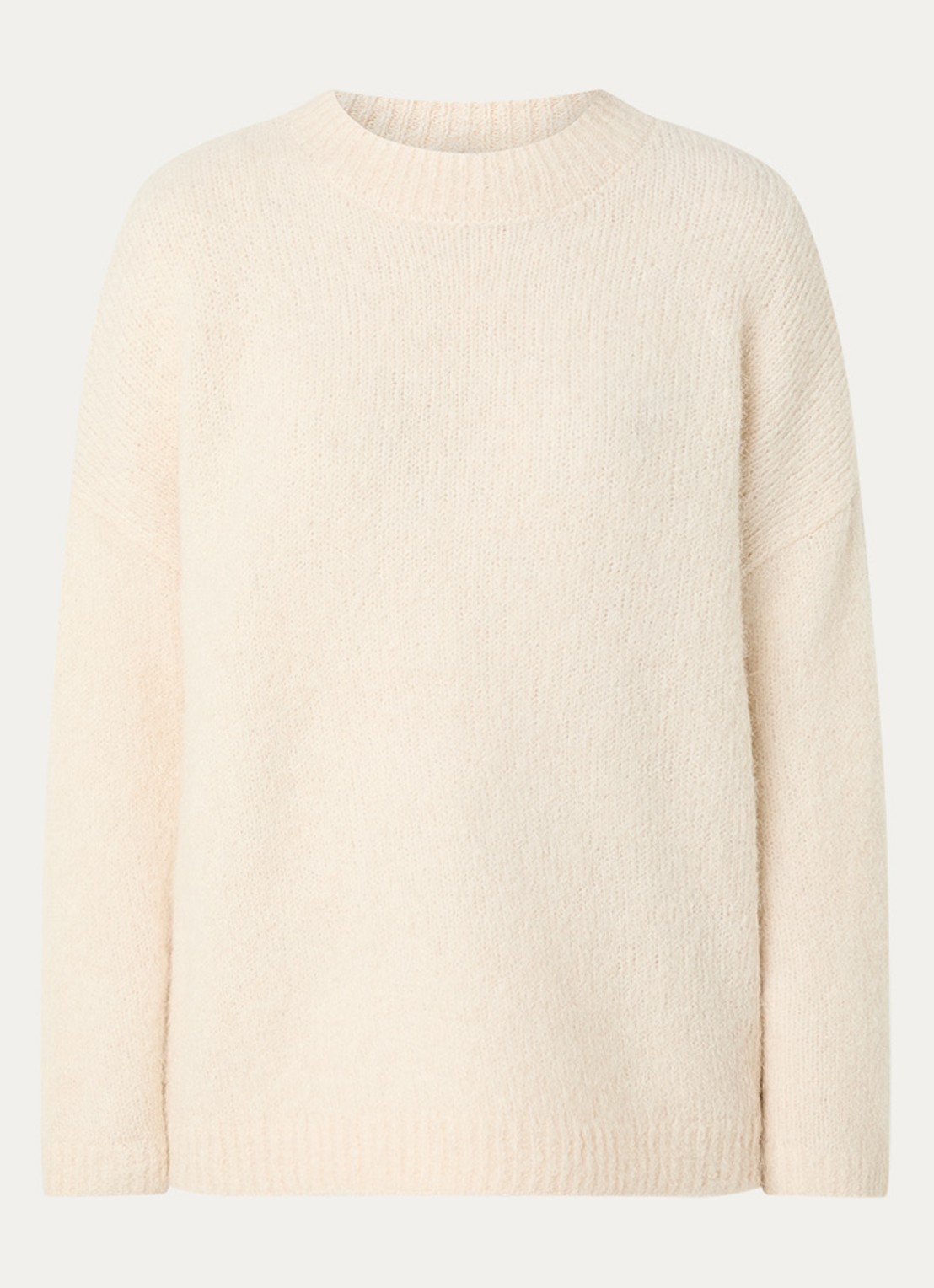 Selected Gabriella grofgebreide trui in alpaca wolblend - voorkant 2 gebroken wit