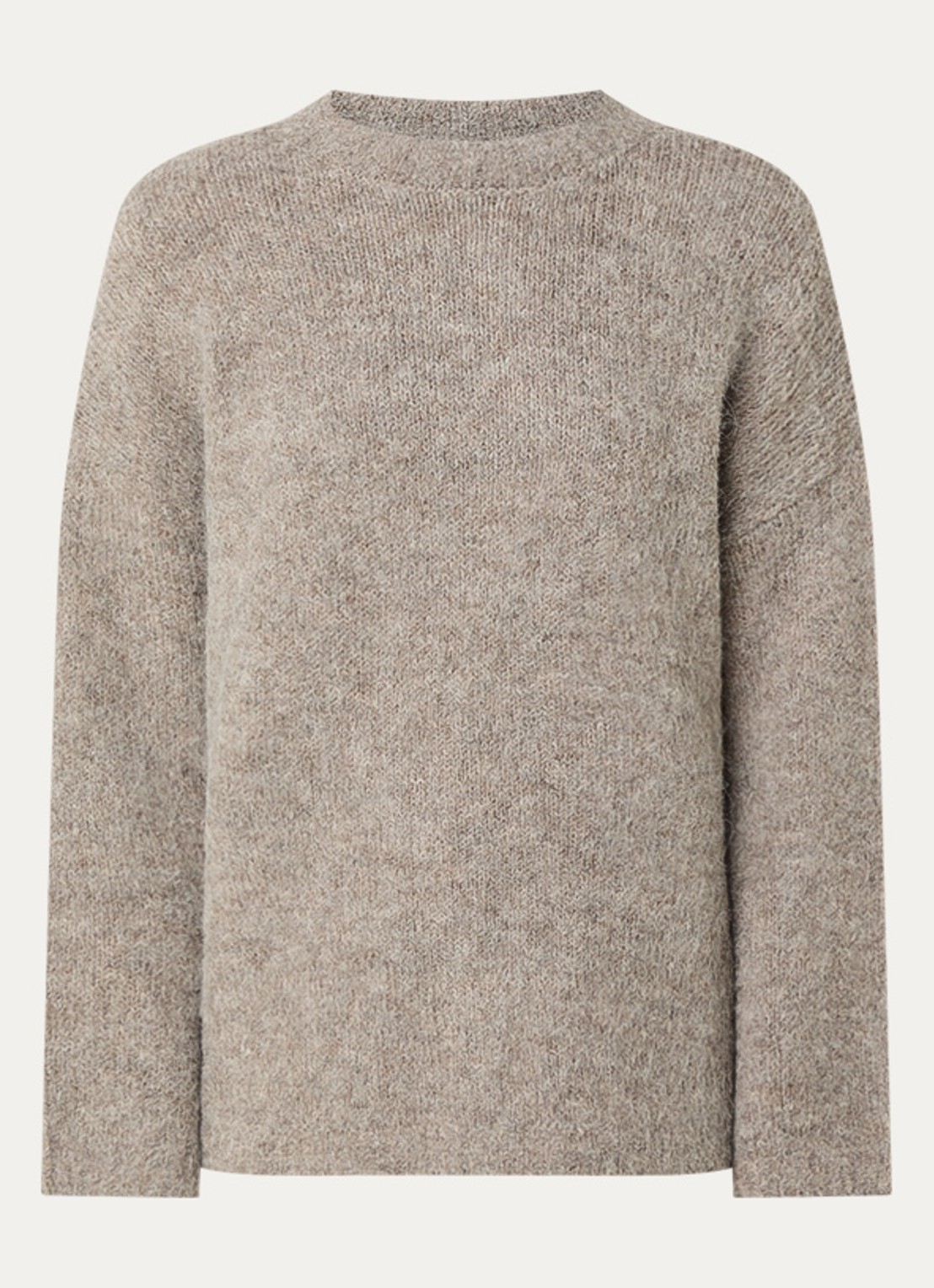 Selected Gabriella grofgebreide trui in alpaca wolblend - voorkant 3 grijs