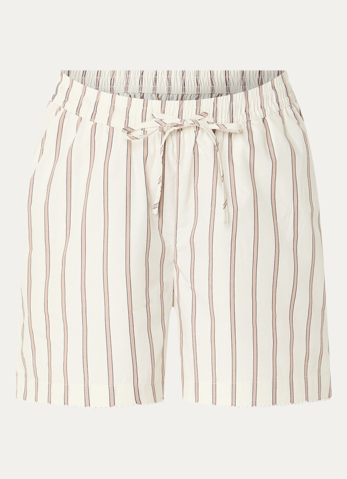 Selected Gina high waist straight fit korte broek met streepprint - voorkant 3 beige