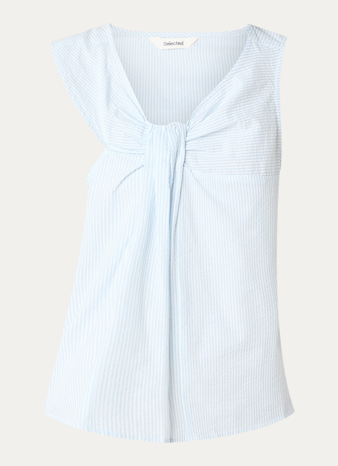 Selected Hannah mouwloze top met streepprint - voorkant 2 blauw