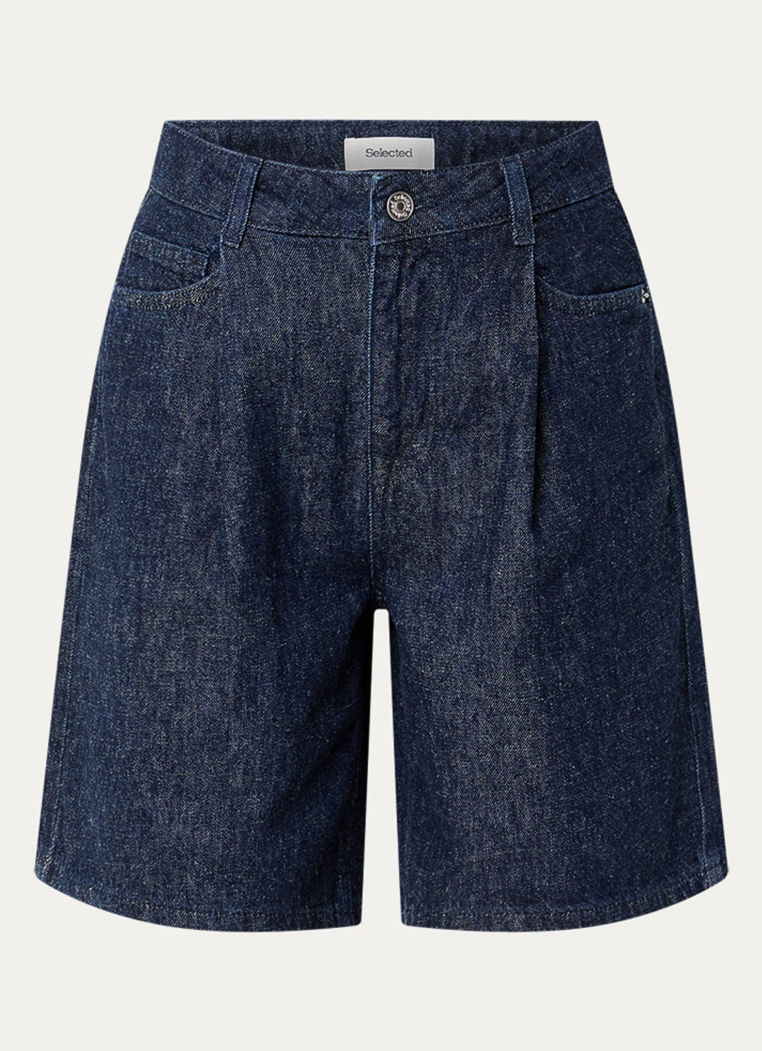 Selected Hanny high waist wide fit broek met steekzakken - voorkant 2 donkerblauw