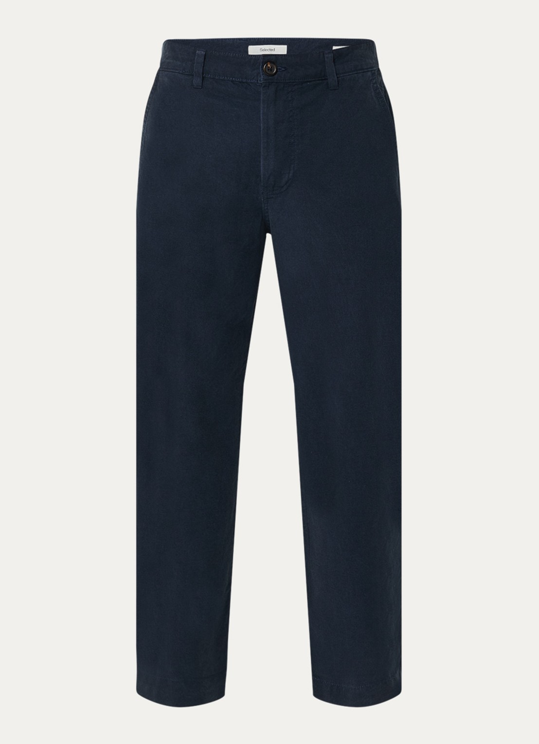Selected Harry straight fit chino met steekzakken - voorkant 4 donkerblauw