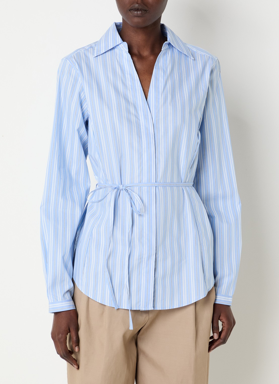 Selected Helga blouse met streepprint - detail 4 blauw