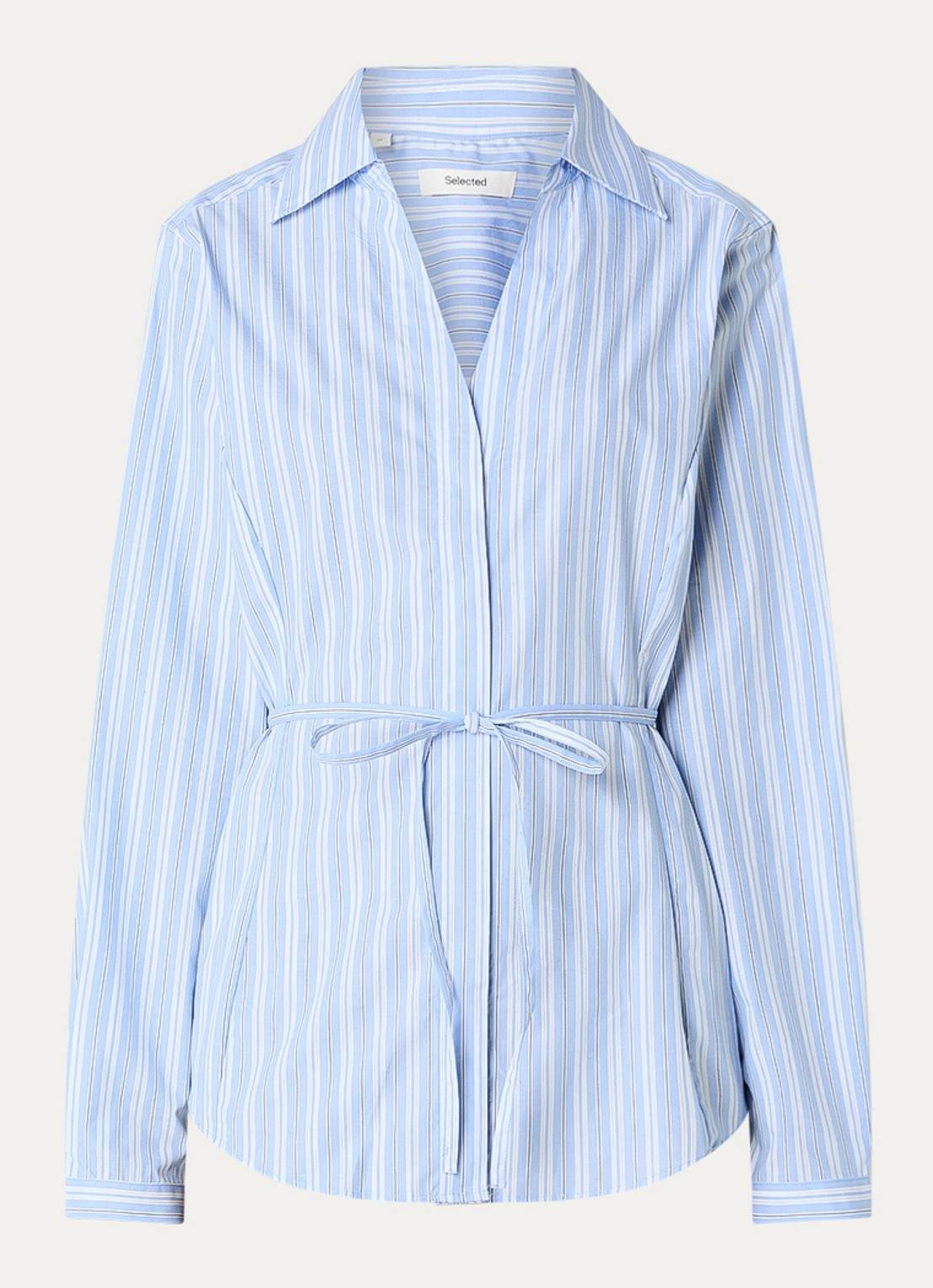 Selected Helga blouse met streepprint - voorkant 2 blauw