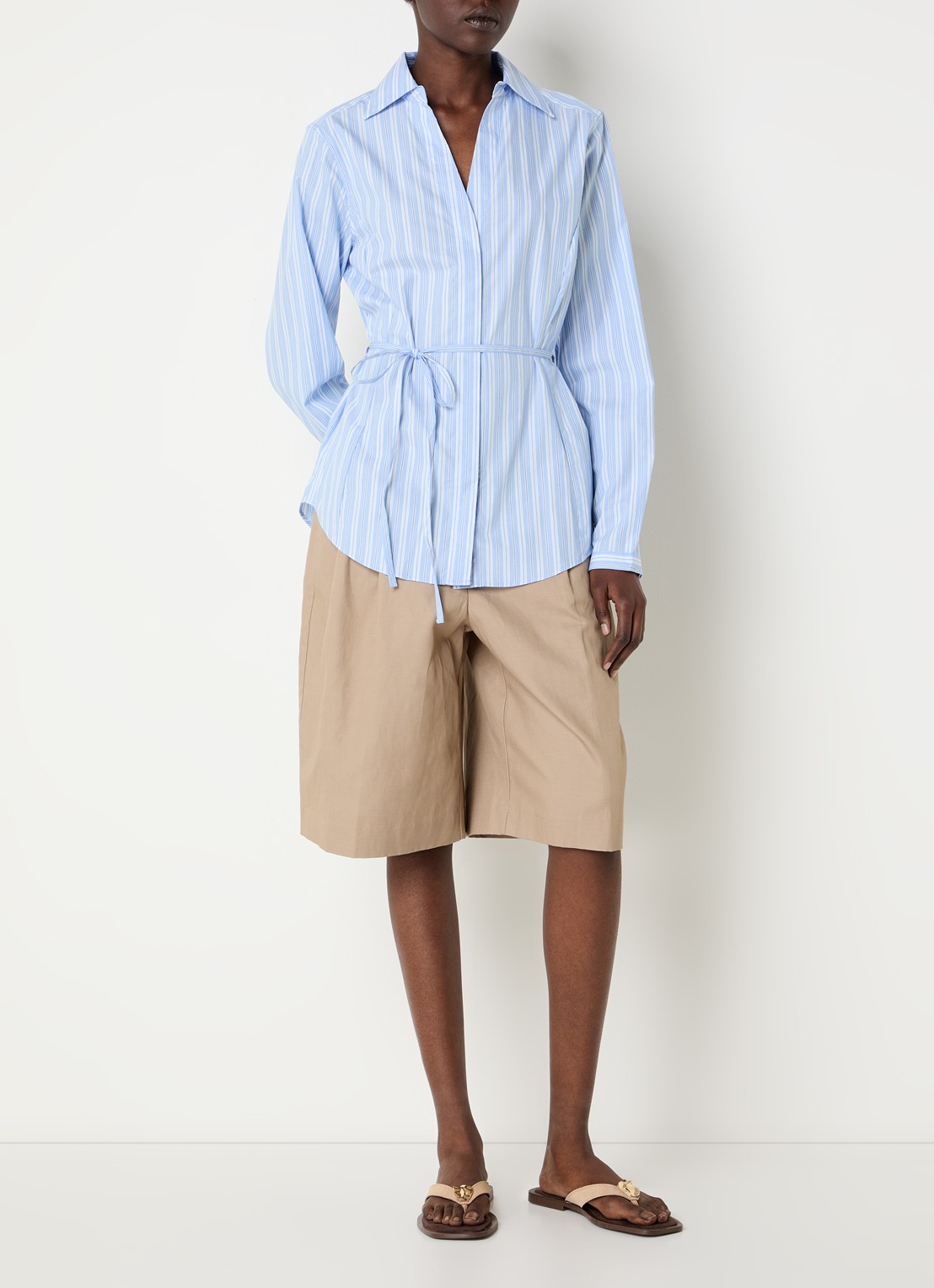 Selected Helga blouse met streepprint - voorkant 3 blauw