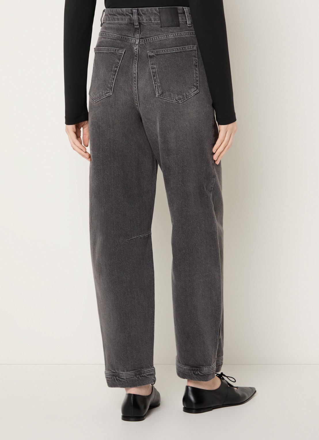 Selected High waist tapered fit jeans met gekleurde wassing - achterkant 3 grijs