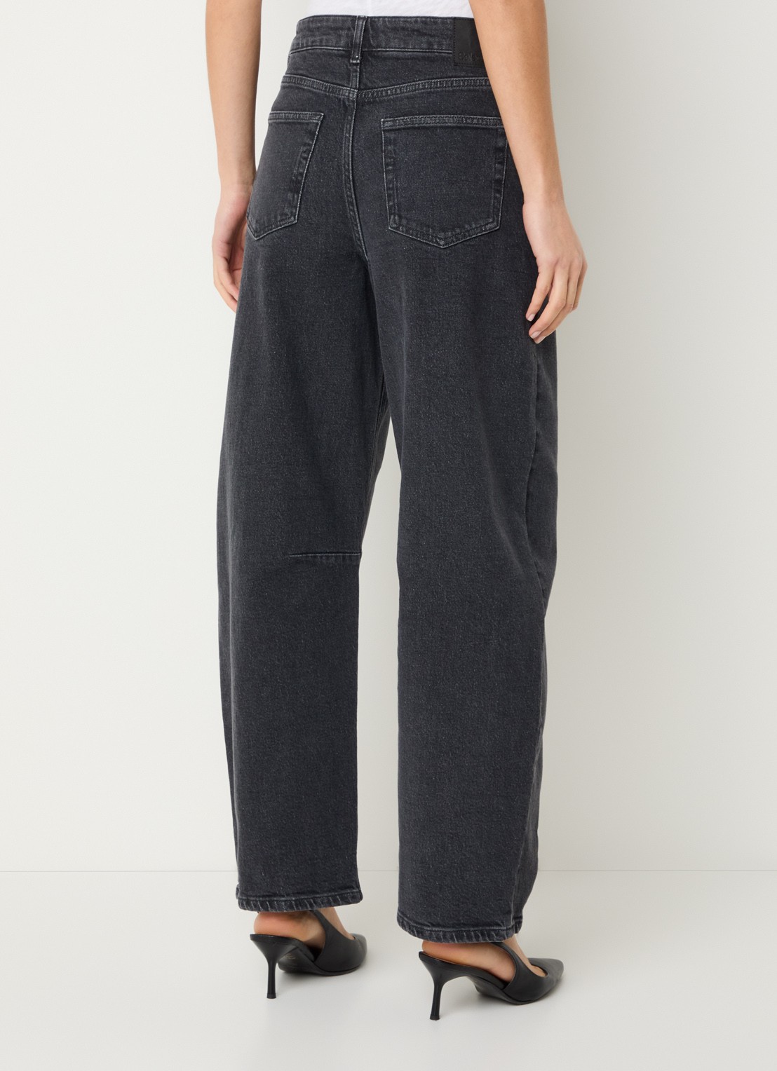 Selected High waist tapered jeans met gekleurde wassing - achterkant donkergrijs