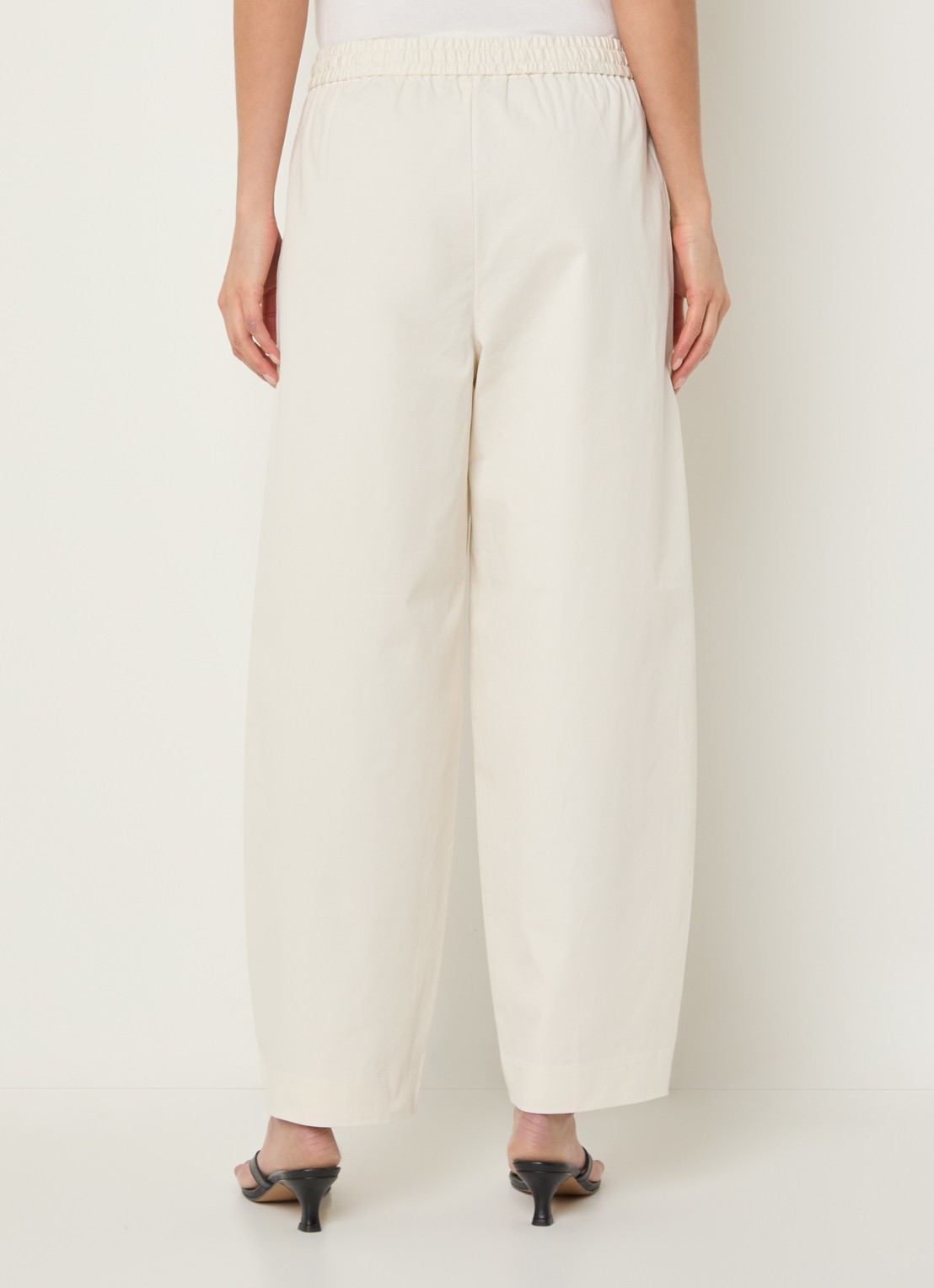 Selected High waist wide fit broek met steekzakken - achterkant creme