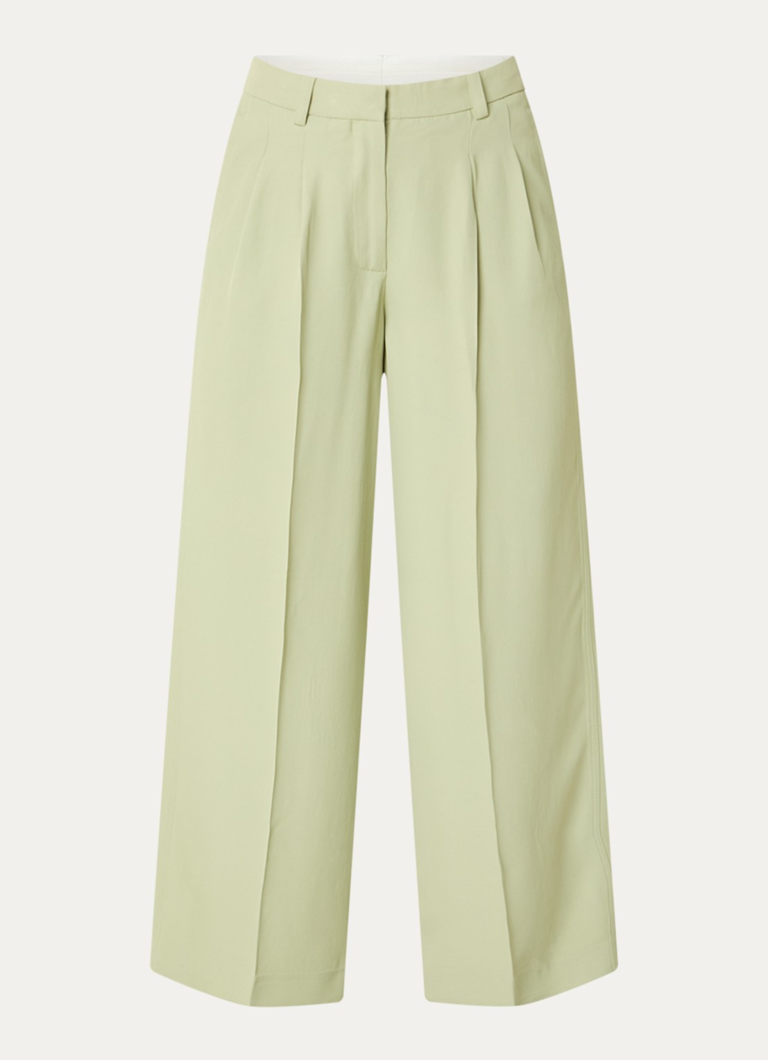 Selected High waist wide fit pantalon met steekzakken - voorkant lindegroen