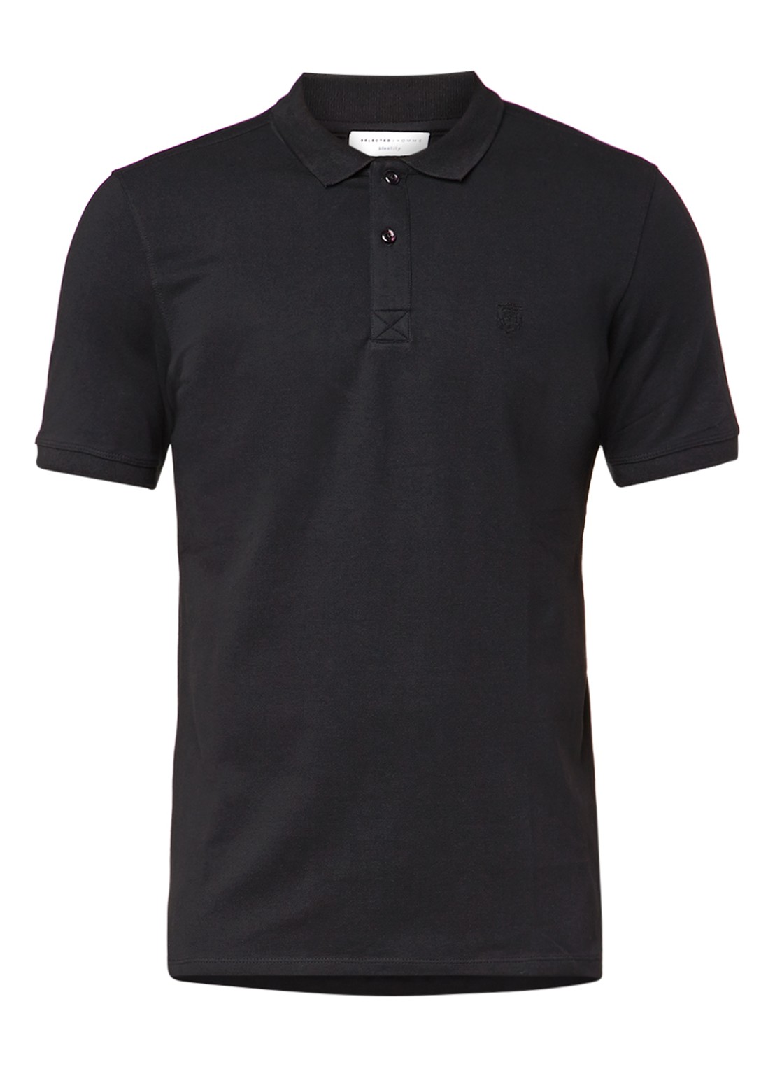 Selected Homme Aro regular fit polo met stretch - voorkant 2 zwart