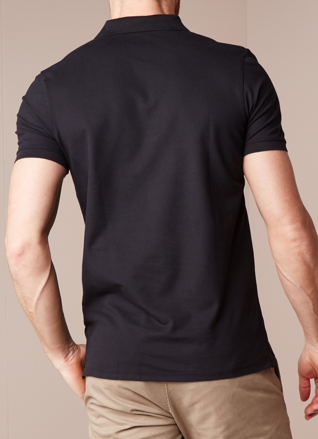 Selected Homme Aro regular fit polo met stretch - achterkant zwart