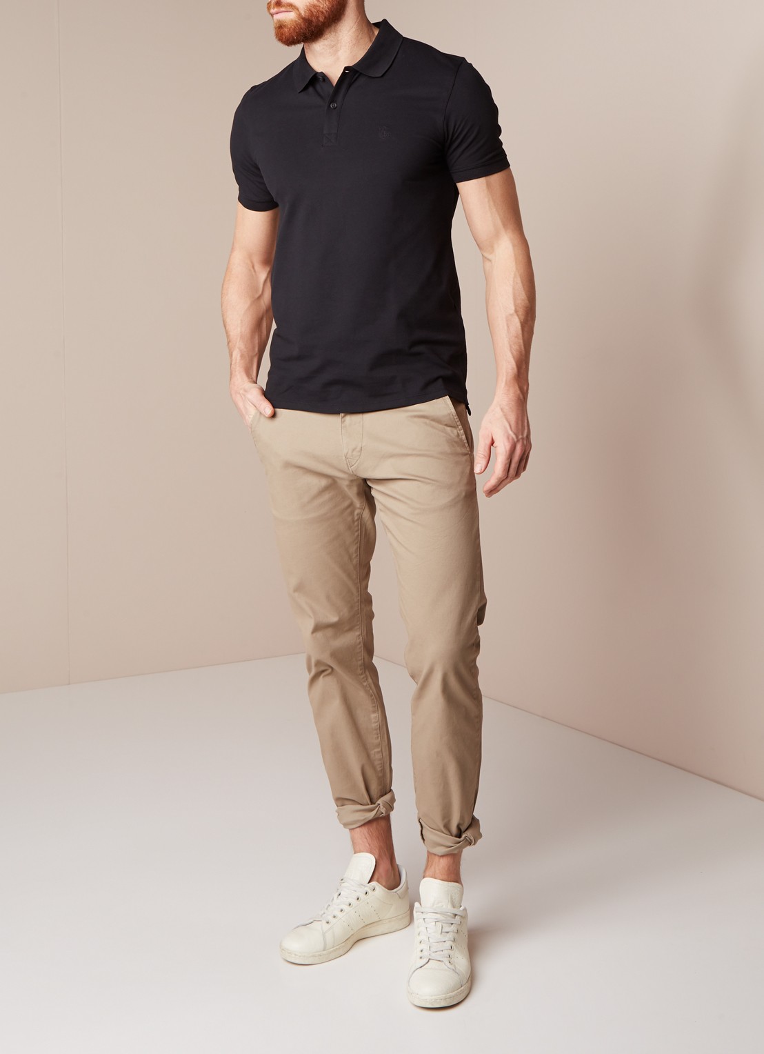Selected Homme Aro regular fit polo met stretch - voorkant 3 zwart