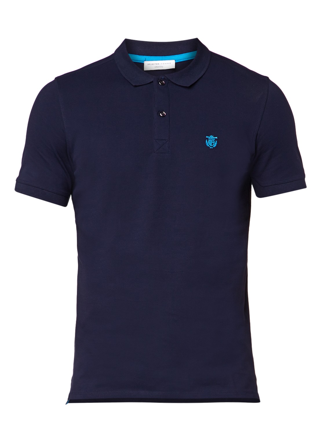 Selected Homme Aro slim fit polo met stretch - voorkant 2 donkerblauw