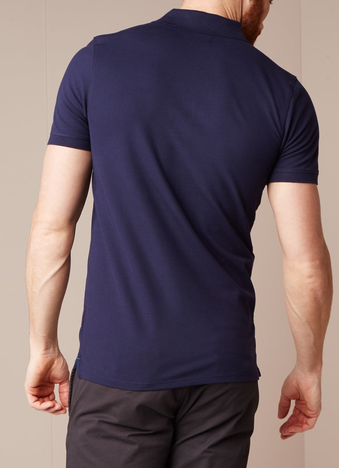 Selected Homme Aro slim fit polo met stretch - achterkant donkerblauw
