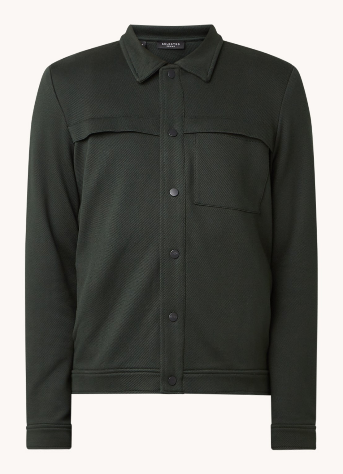 Selected Homme Fred regular fit overshirt met steekzakken - voorkant groen