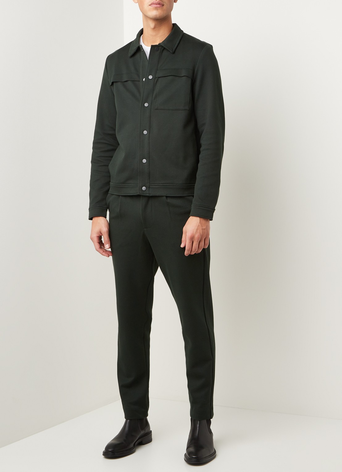 Selected Homme Fred regular fit overshirt met steekzakken - voorkant 2 groen