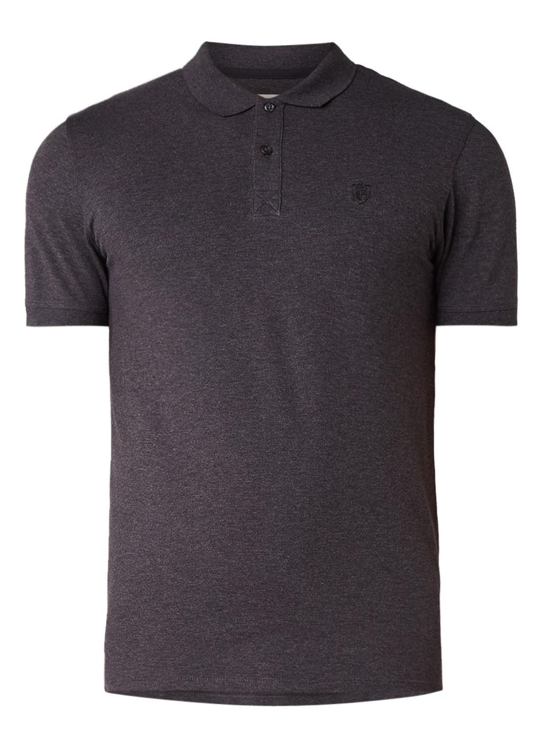 Selected Homme Haro slim fit polo in katoenblend - voorkant 3 antraciet