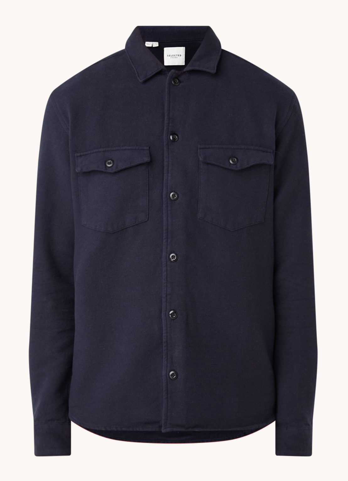 Selected Homme Loose Luke overshirt van katoen - voorkant 2 donkerblauw