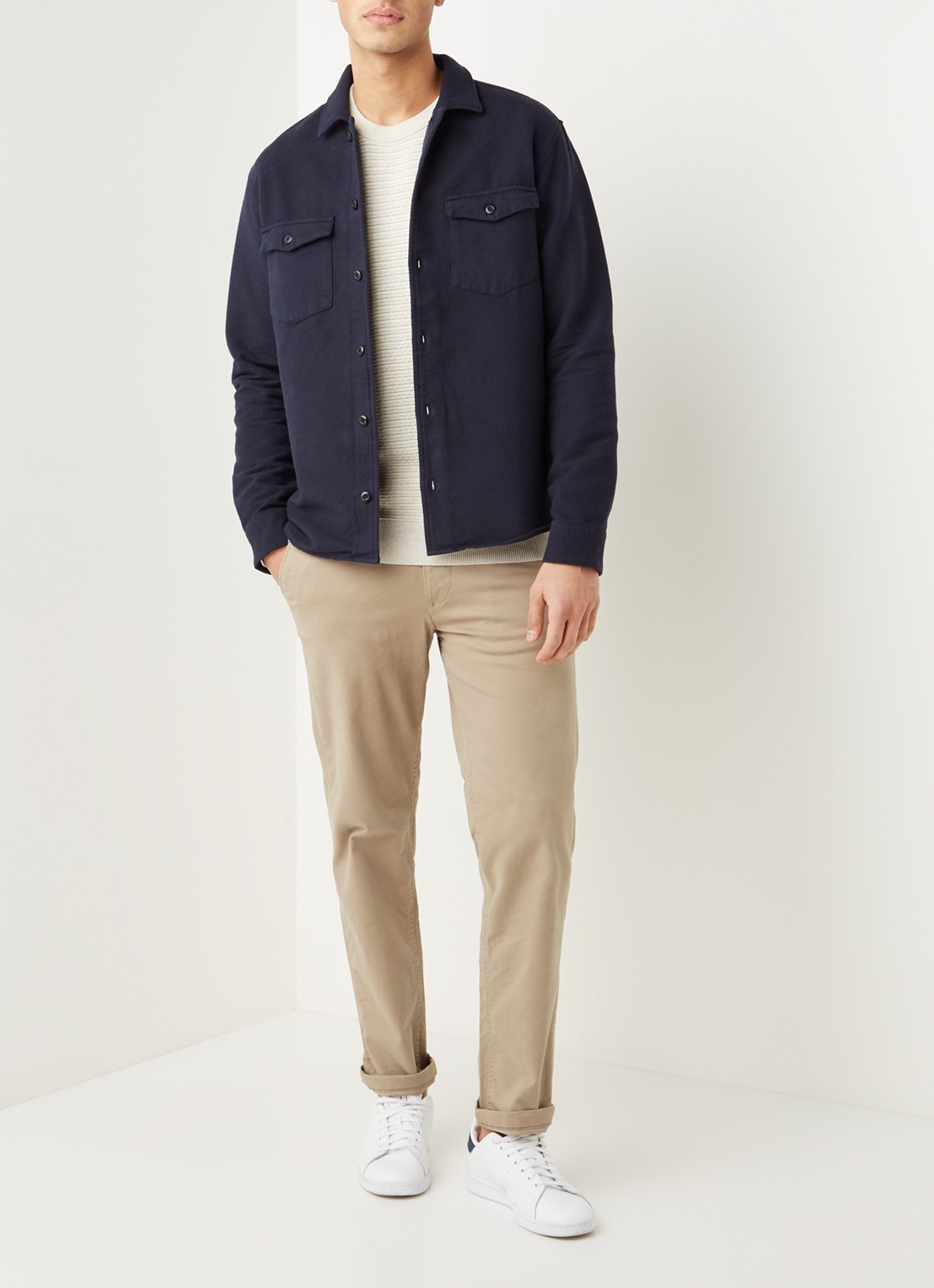 Selected Homme Loose Luke overshirt van katoen - voorkant 3 donkerblauw