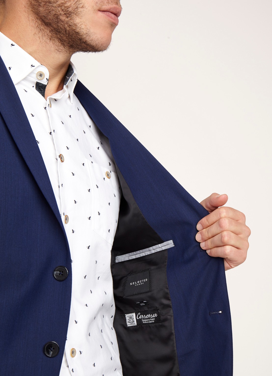 Selected Homme Mylobill slim fit colbert met klepzakken - detail 3 donkerblauw