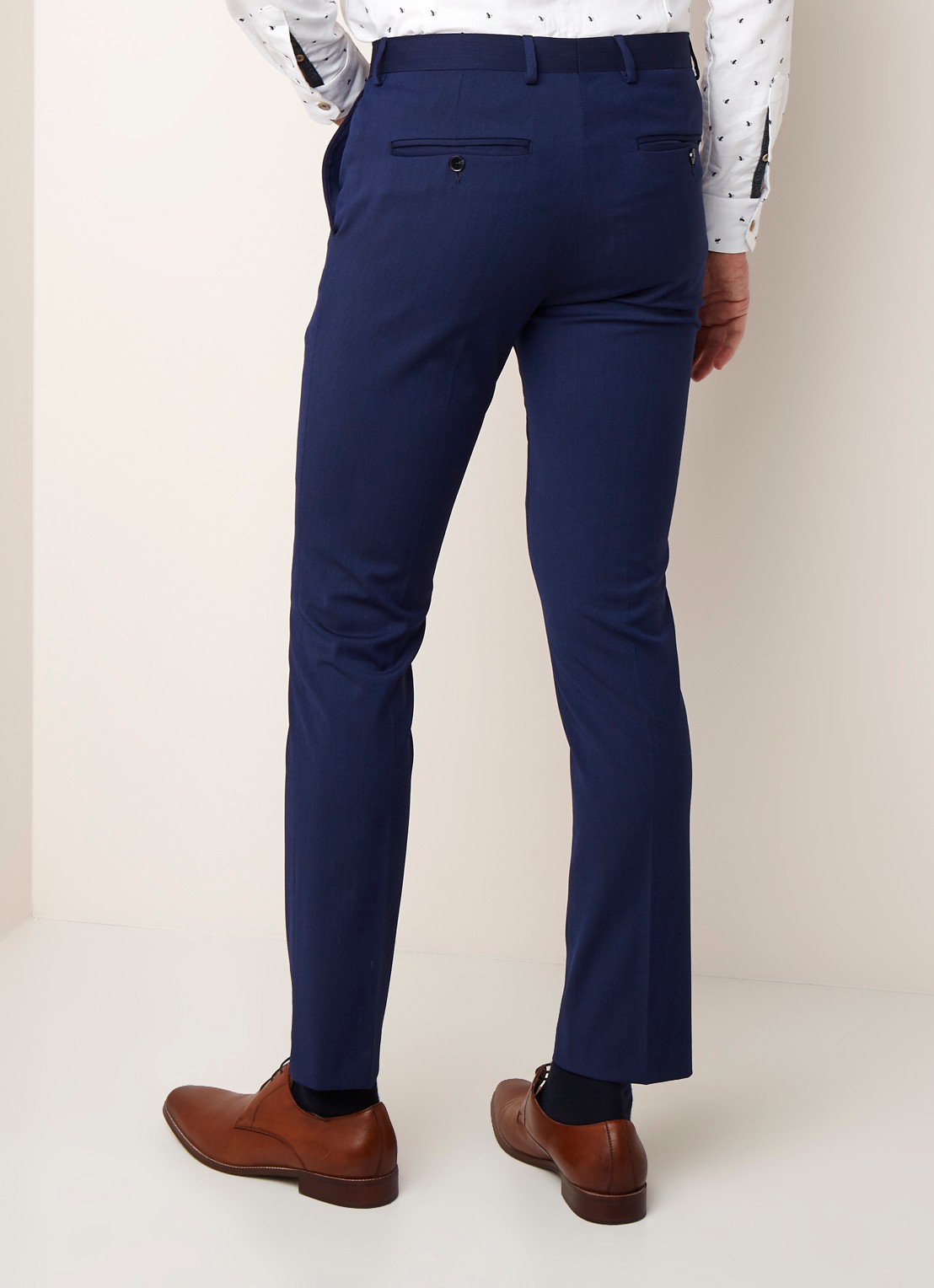 Selected Homme Mylobill slim fit pantalon met persplooi - achterkant 3 donkerblauw