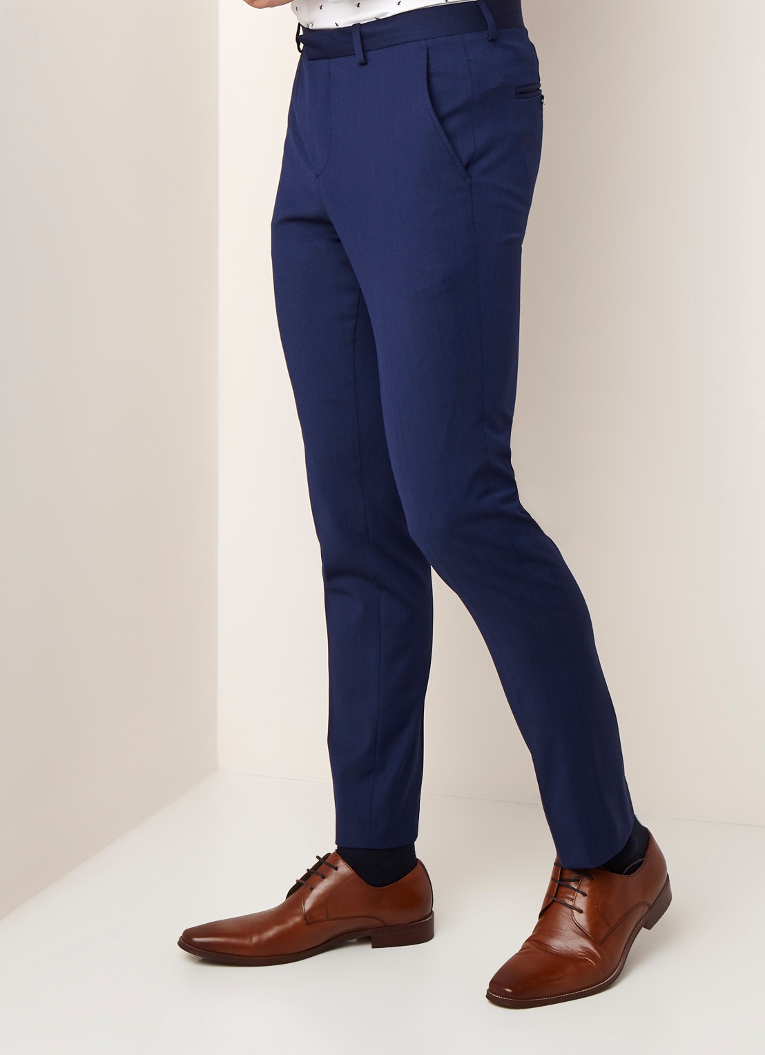 Selected Homme Mylobill slim fit pantalon met persplooi - detail donkerblauw