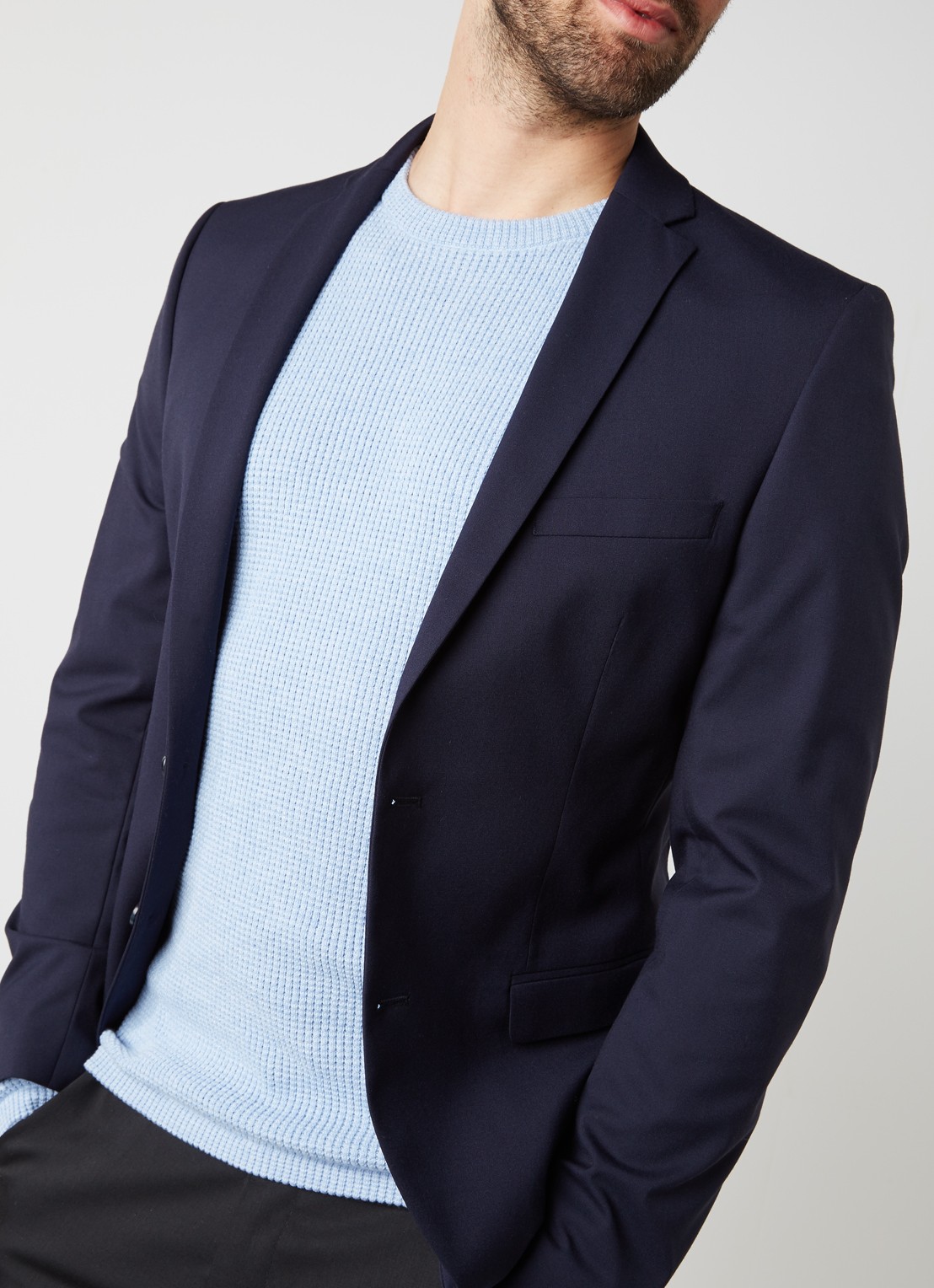 Selected Homme One Mylo slim fit colbert - detail 4 donkerblauw