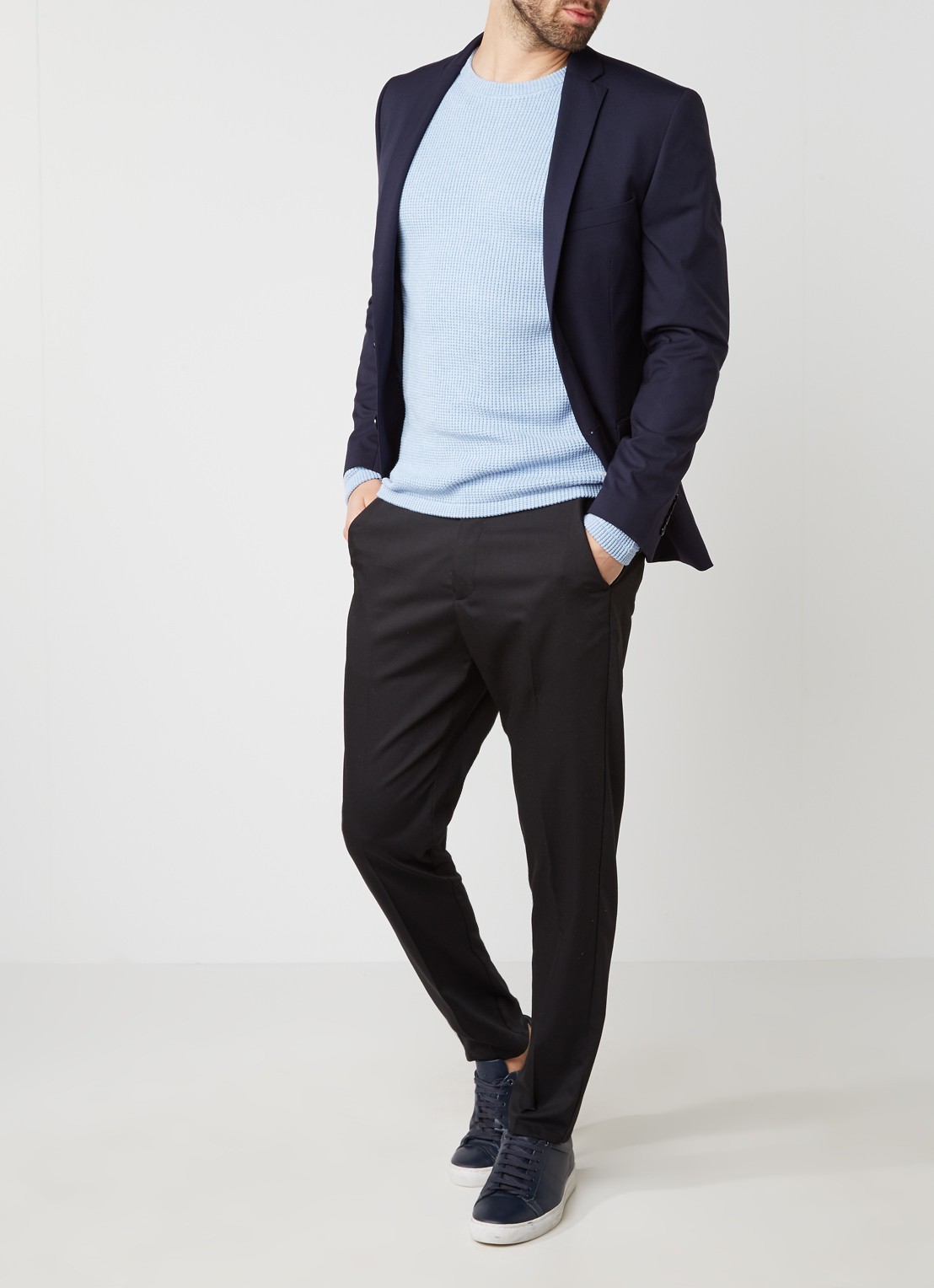 Selected Homme One Mylo slim fit colbert - voorkant 3 donkerblauw