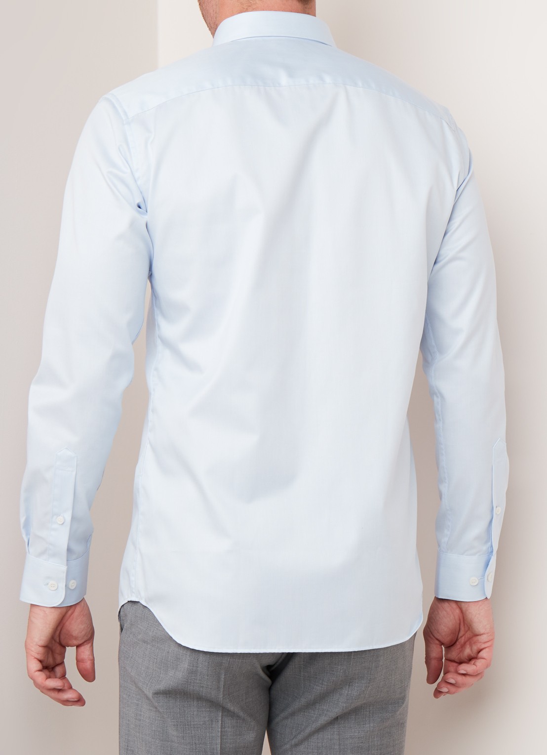 Selected Homme Pelle slim fit strijkvrij overhemd met micro structuur - achterkant 2 lichtblauw