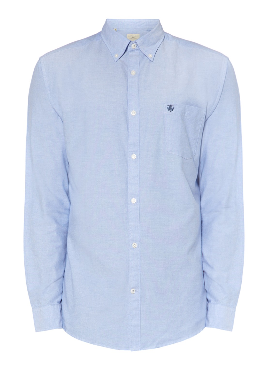 Selected Homme Regular fit Oxford overhemd Collect in blauw - voorkant lichtblauw