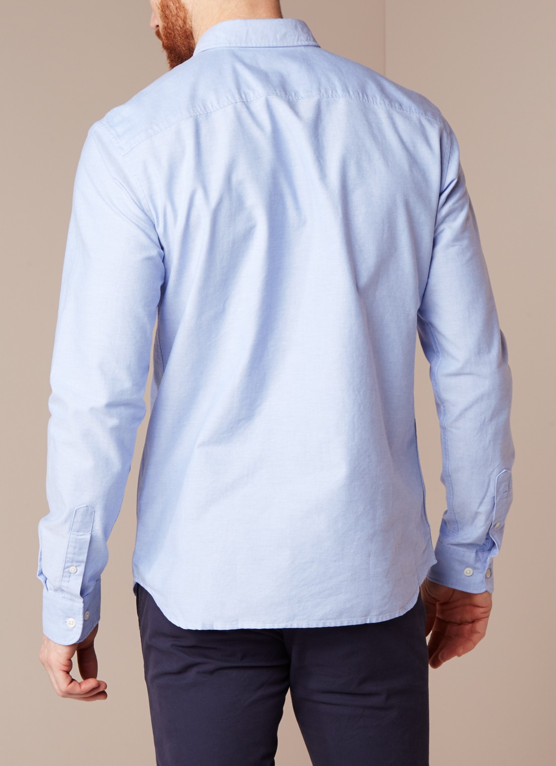 Selected Homme Regular fit Oxford overhemd Collect in blauw - achterkant 4 lichtblauw