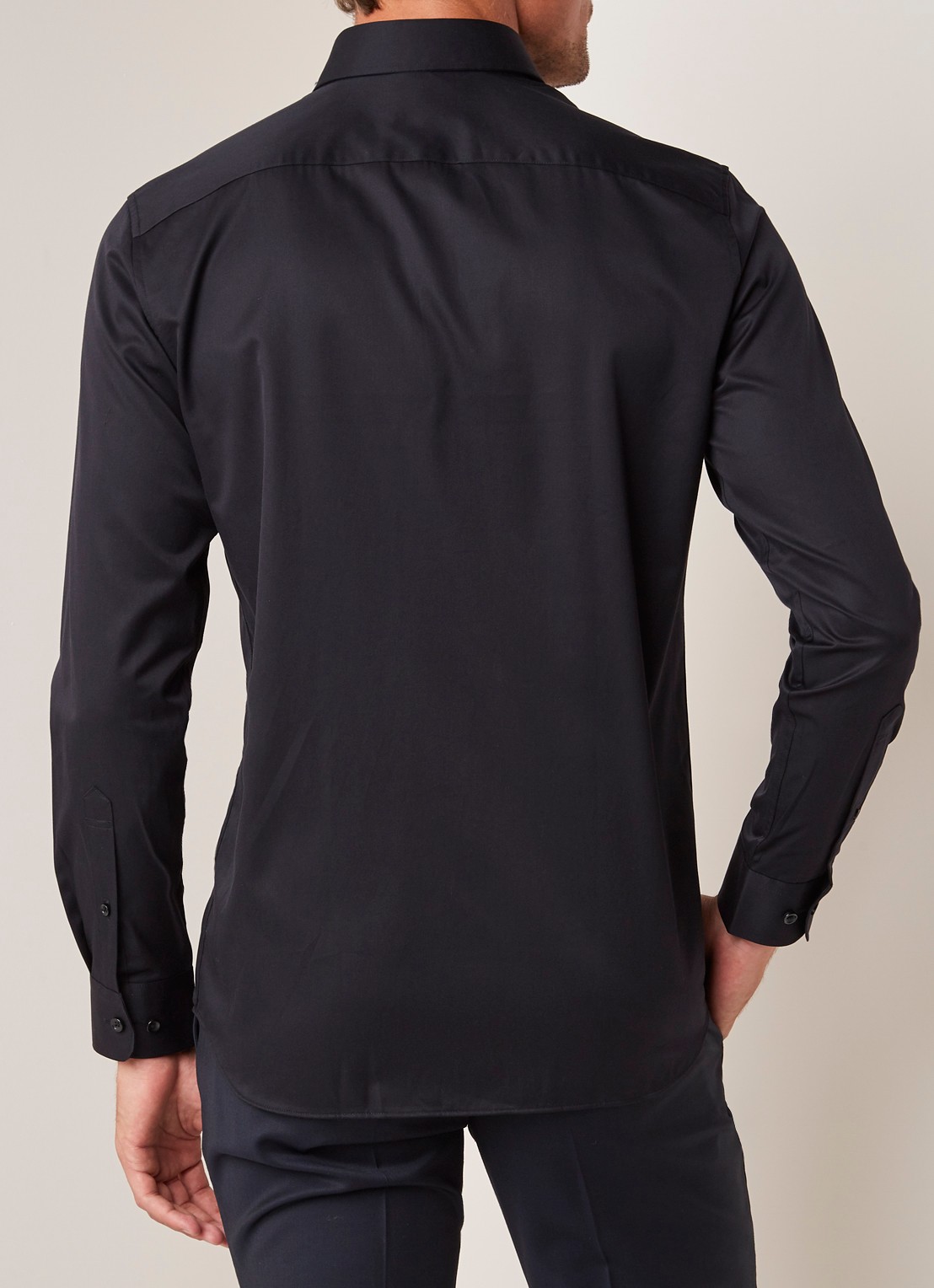 Selected Homme Slim fit strijkvrij overhemd met cut away kraag - achterkant zwart