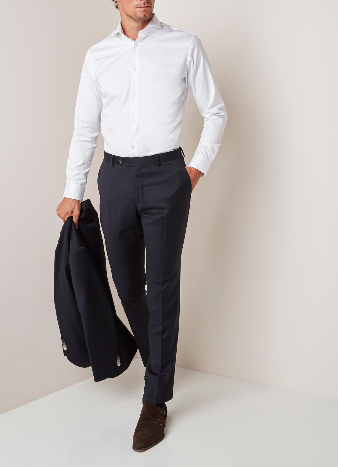 Selected Homme Slim fit strijkvrij overhemd met cut away kraag - voorkant 2 wit