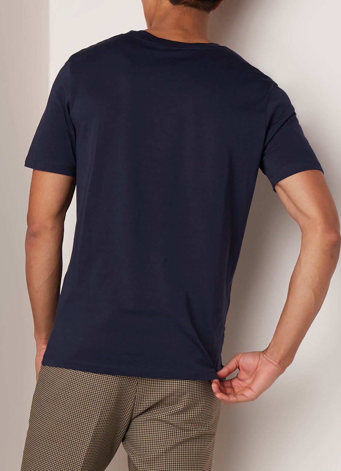 Selected Homme The Perfect T-shirt van Pima katoen - achterkant donkerblauw