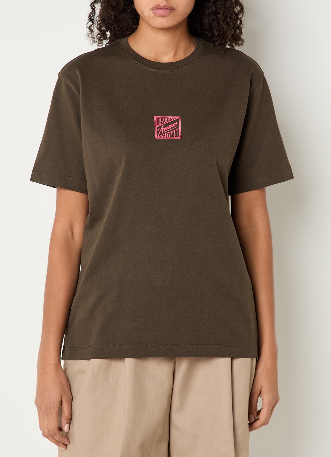 Selected Hotel Amour T-shirt met borduring - achterkant 2 donkerbruin