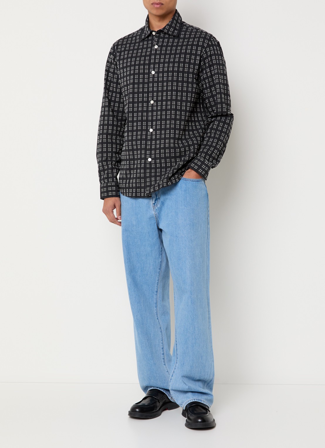 Selected Hunter regular fit overhemd met print - voorkant 2 zwart