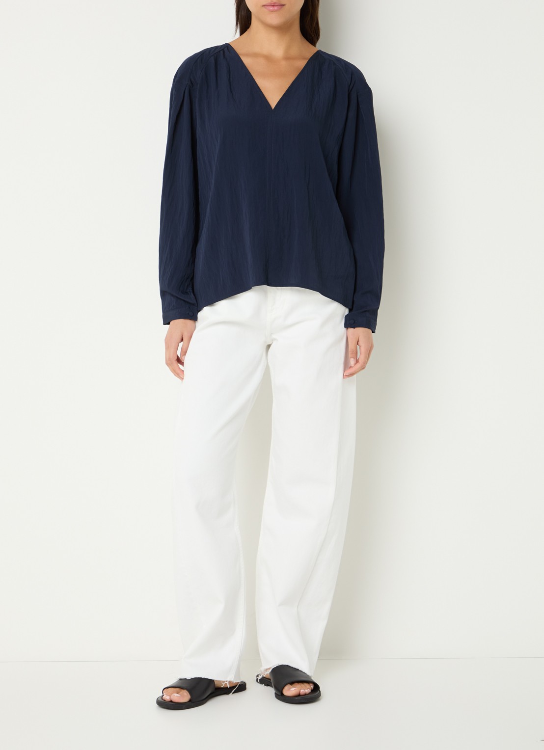 Selected Iona tuniek met V-hals - voorkant 3 donkerblauw