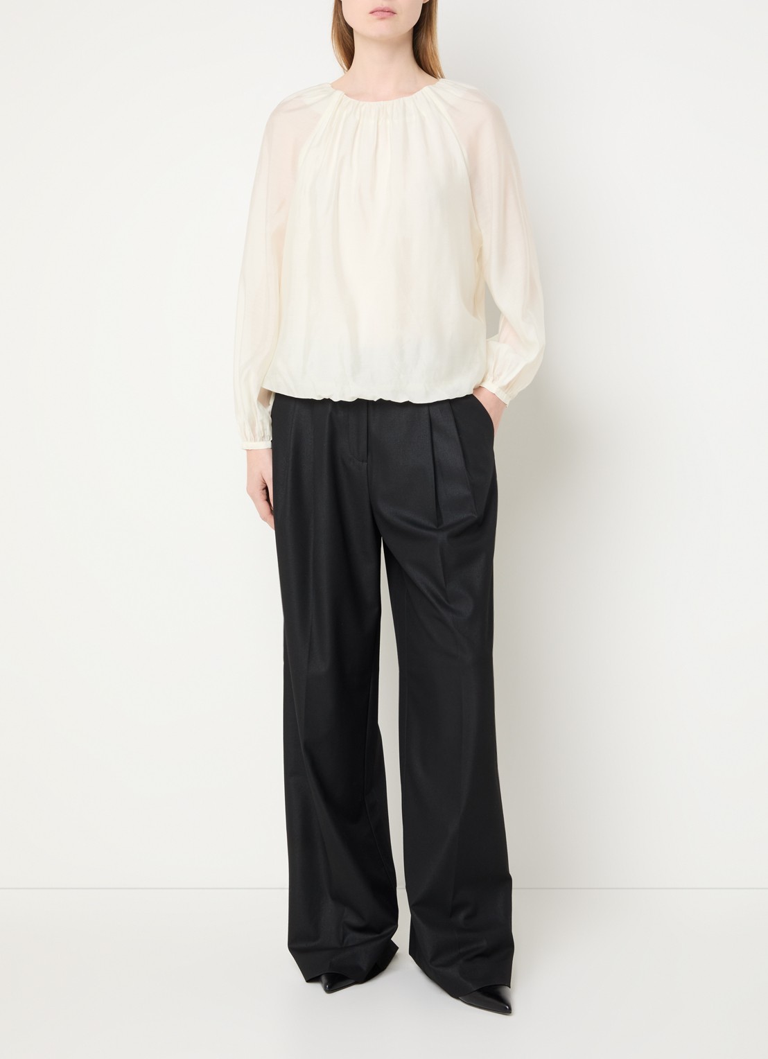 Selected Iris tuniek  met ruches - voorkant 2 gebroken wit