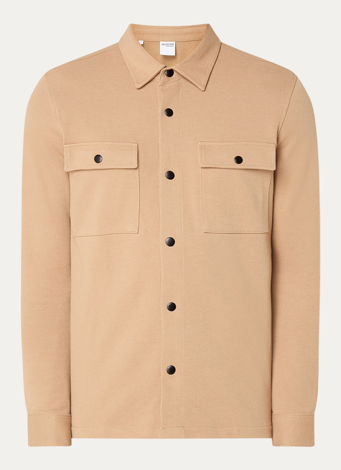 Selected Jackie overshirt in  katoenblend - voorkant 2 camel